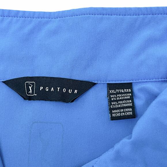 PGA Tour Golf Jacket Men XXL Quarter Zip Pullover Windbreaker Pocket Blue - Picture 4 of 9